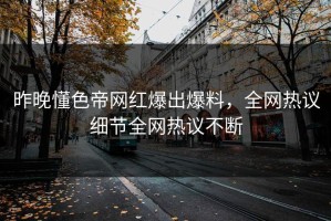 昨晚懂色帝网红爆出爆料，全网热议细节全网热议不断