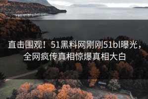 直击围观！51黑料网刚刚51bl曝光，全网疯传真相惊爆真相大白