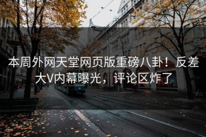 本周外网天堂网页版重磅八卦！反差大V内幕曝光，评论区炸了