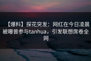 【爆料】探花突发：网红在今日凌晨被曝曾参与tanhua，引发联想席卷全网