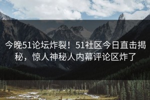 今晚51论坛炸裂！51社区今日直击揭秘，惊人神秘人内幕评论区炸了