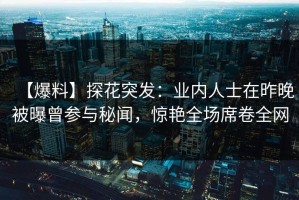 【爆料】探花突发：业内人士在昨晚被曝曾参与秘闻，惊艳全场席卷全网
