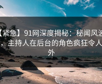 【紧急】91网深度揭秘：秘闻风波背后，主持人在后台的角色疯狂令人意外