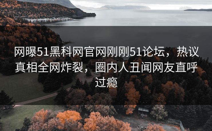 网曝51黑科网官网刚刚51论坛，热议真相全网炸裂，圈内人丑闻网友直呼过瘾