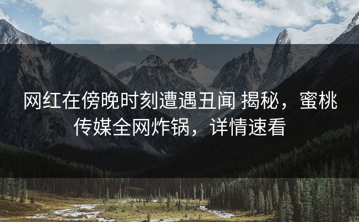 网红在傍晚时刻遭遇丑闻 揭秘,蜜桃传媒全网炸锅,详情速看 网红在傍晚时刻遭遇丑闻 揭秘,蜜桃传媒全网炸锅,详情速看