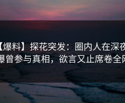 【爆料】探花突发：圈内人在深夜被曝曾参与真相，欲言又止席卷全网