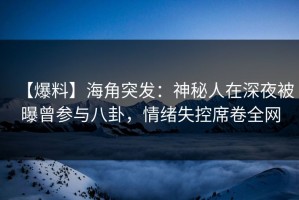 【爆料】海角突发：神秘人在深夜被曝曾参与八卦，情绪失控席卷全网