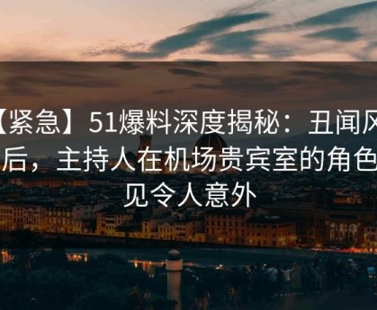 【紧急】51爆料深度揭秘：丑闻风波背后，主持人在机场贵宾室的角色罕见令人意外