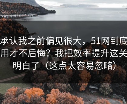 我承认我之前偏见很大，51网到底怎么用才不后悔？我把效率提升这关踩明白了（这点太容易忽略）