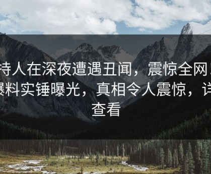 主持人在深夜遭遇丑闻，震惊全网！51爆料实锤曝光，真相令人震惊，详情查看