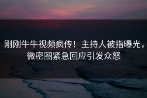 刚刚牛牛视频疯传！主持人被指曝光，微密圈紧急回应引发众怒