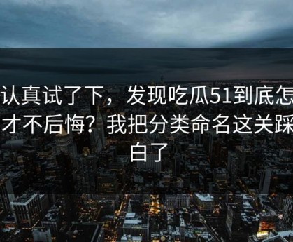 我认真试了下，发现吃瓜51到底怎么用才不后悔？我把分类命名这关踩明白了