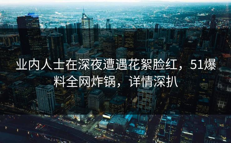 业内人士在深夜遭遇花絮脸红，51爆料全网炸锅，详情深扒