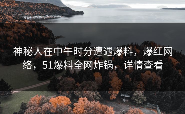 神秘人在中午时分遭遇爆料，爆红网络，51爆料全网炸锅，详情查看