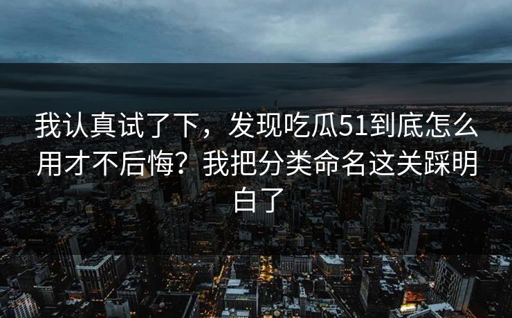 我认真试了下，发现吃瓜51到底怎么用才不后悔？我把分类命名这关踩明白了